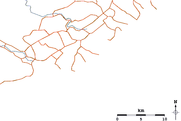 Roads and rivers around Purakaunui Bay