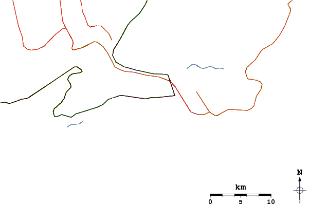 Roads and rivers around Quebra Mar
