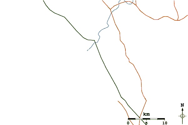 Roads and rivers around Quijote Inn Peak