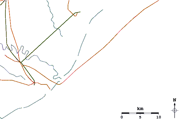 Roads and rivers around Quintana Jetty