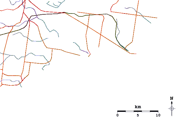 Roads and rivers around Raffs Beach