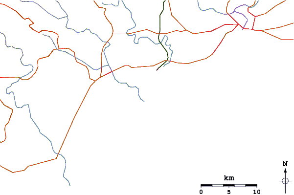 Roads and rivers around Red Beach