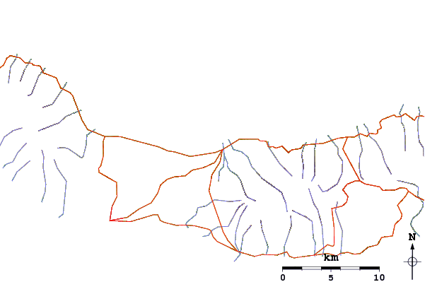 Roads and rivers around Ribeira Grande