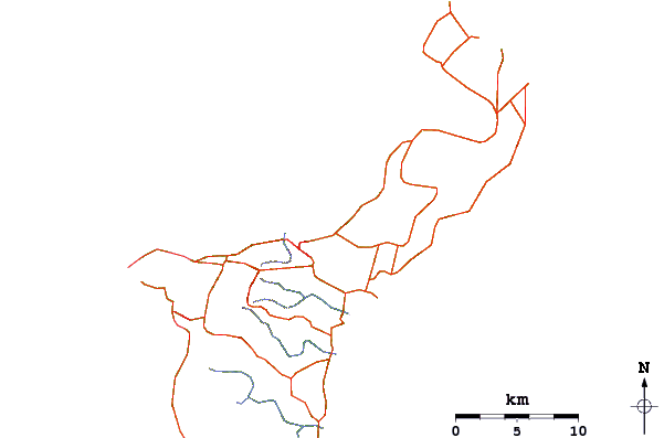 Roads and rivers around Ricks Reef