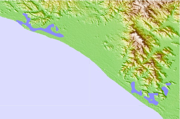 Surf breaks located close to Rio Tapextla