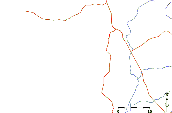 Roads and rivers around Roca Bruja - Witch's Rock