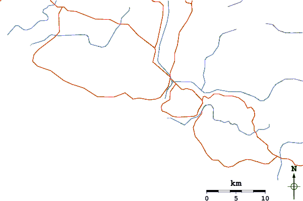 Roads and rivers around La Roche Percee