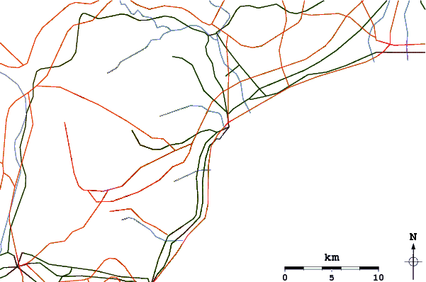 Roads and rivers around Sakawa River