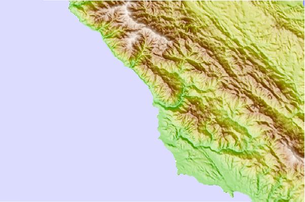Surf breaks located close to San Carpoforo Creek