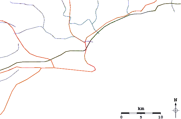 Roads and rivers around Santos Reef