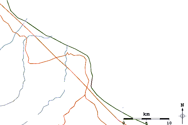 Roads and rivers around Saraceno