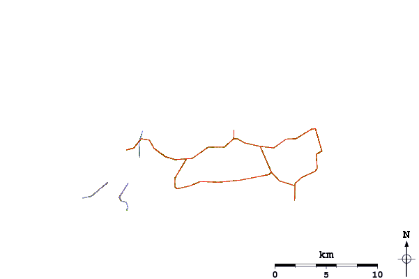 Roads and rivers around Scaglieri or La Biodola (Elba)