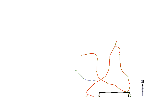 Roads and rivers around Spew Pits