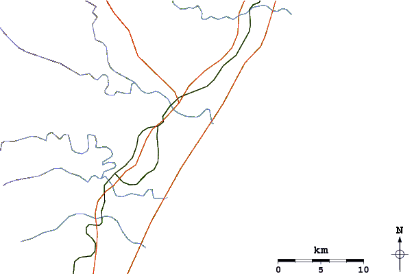 Roads and rivers around Surfers