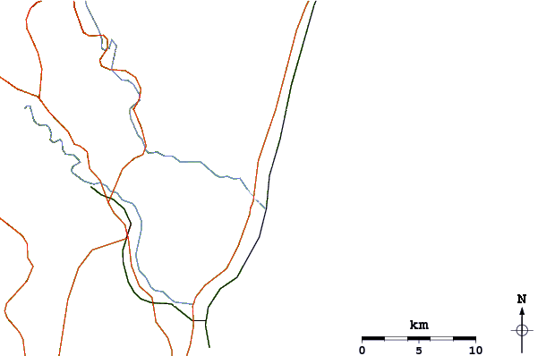 Roads and rivers around Takanabe