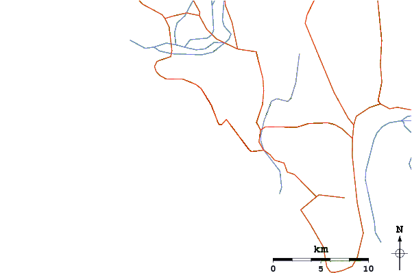 Roads and rivers around Teris Point (Lygias)