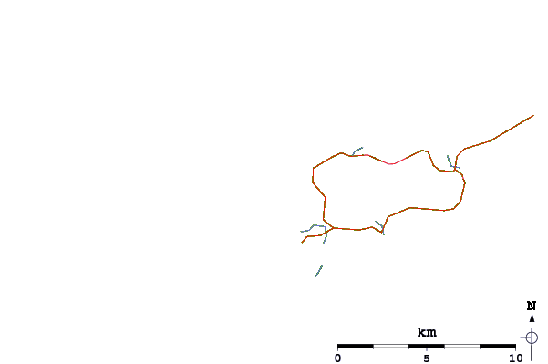 Roads and rivers around The Hough (Tiree)