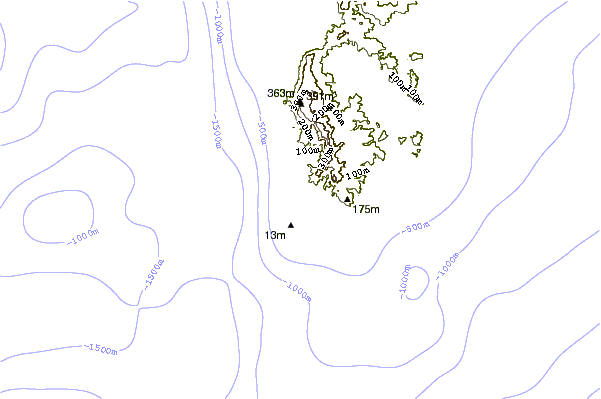 Shoreline around Threes