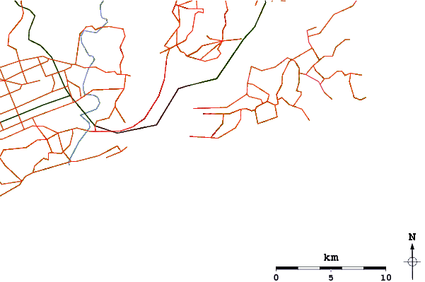 Roads and rivers around Tomahawk Beach