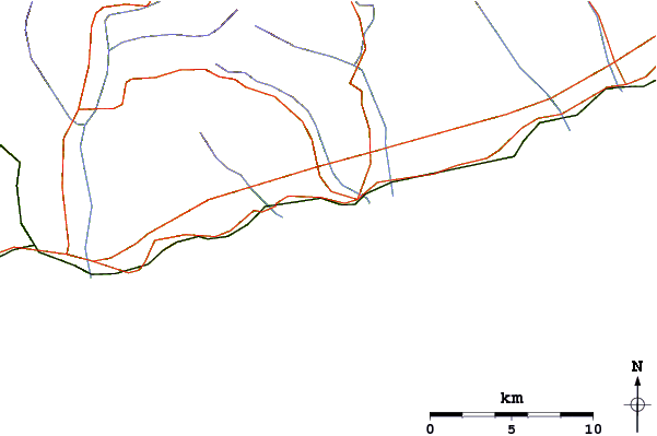 Roads and rivers around Tri Ponti or La Scaletta (San Remo)