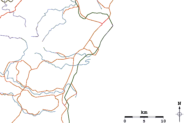 Roads and rivers around Valla Beach