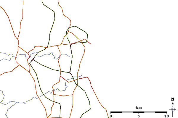 Roads and rivers around Wansbeck Estuary