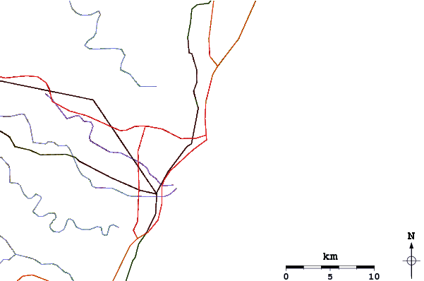 Roads and rivers around Wedge
