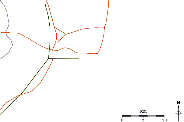 Roads and rivers around Wedge