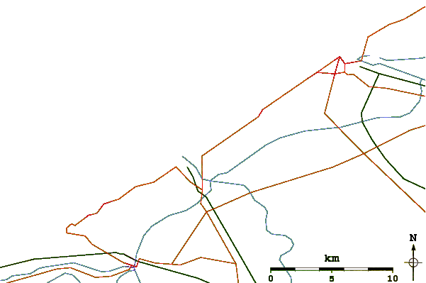 Roads and rivers around Westende