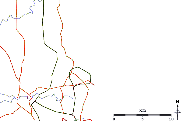 Roads and rivers around White Pole
