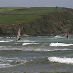 Windsurfers and kite surfer - Bigbury, Devon, Bigbury Bay