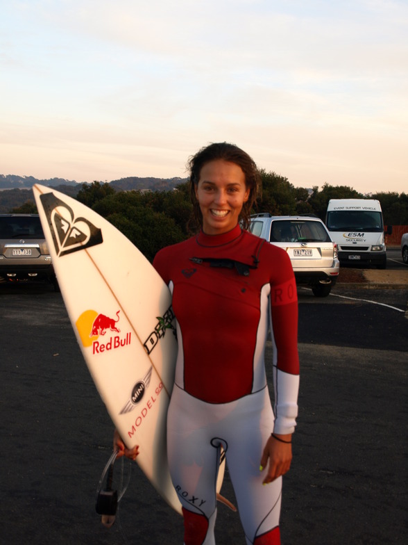 Sally in the car park, 2012 Bells Rip Curl Pro, Bells Beach - Rincon
