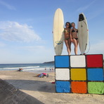 Surfin on the Rube bra, Maroubra Beach