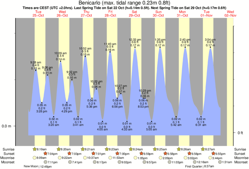tide graph for Aiguaoliva surf break