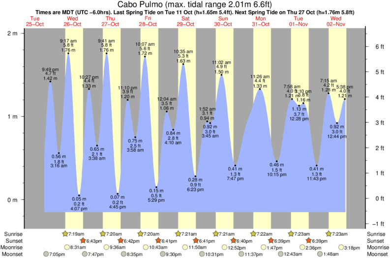 tide graph for Cabo Pulmo near El Rincon surf break