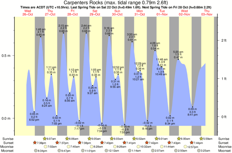 tide graph for Carpenters Rocks surf break