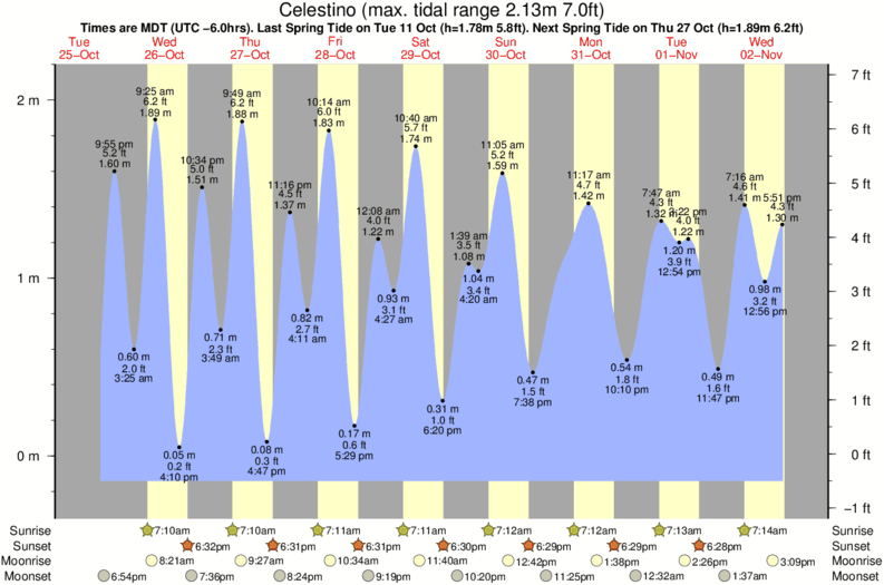 tide graph for Celestino surf break