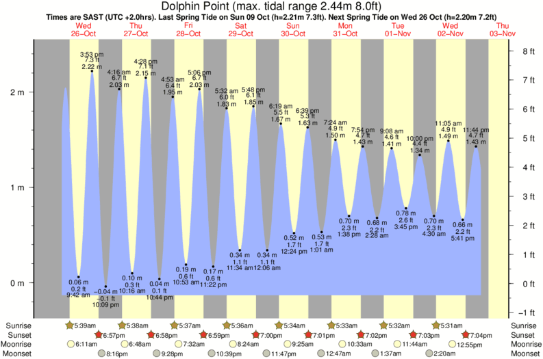 tide graph for Dolphin Point near Stillbaai surf break