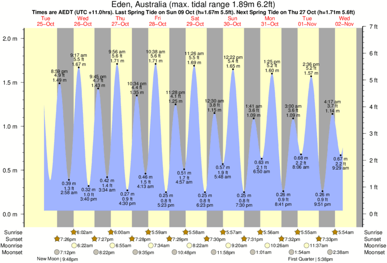 tide graph for Eden, Australia near Aisling's Beach surf break