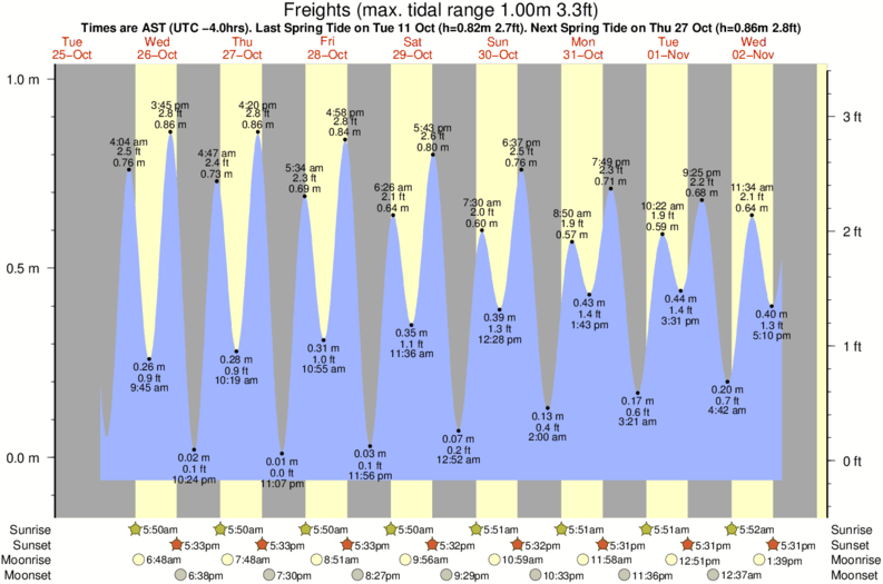 tide graph for Freights near South Point surf break