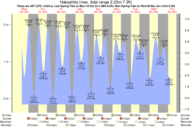 tide graph for Hakashita near Unnamed surf break