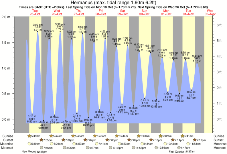 tide graph for Hermanus near Onrus surf break