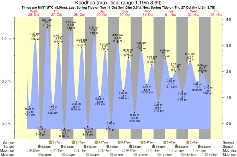 tide graph for Koodhoo surf break