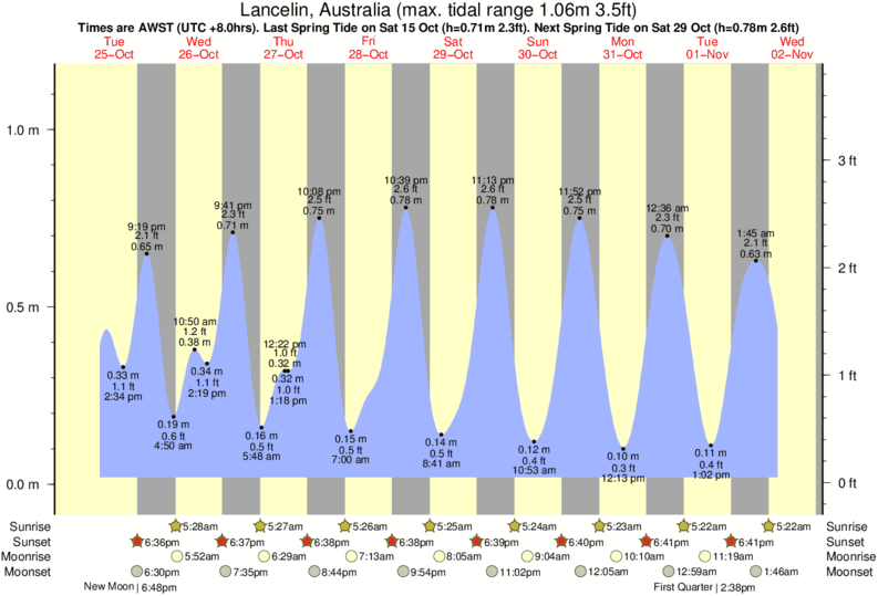 tide graph for Lancelin, Australia near Ledge Point surf break