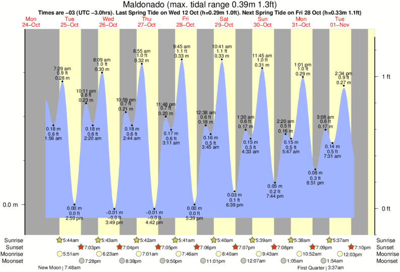 tide graph for Maldonado near La Barra surf break