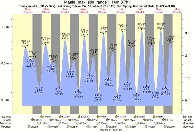 tide graph for Maale near Gurus (Gulhi) surf break