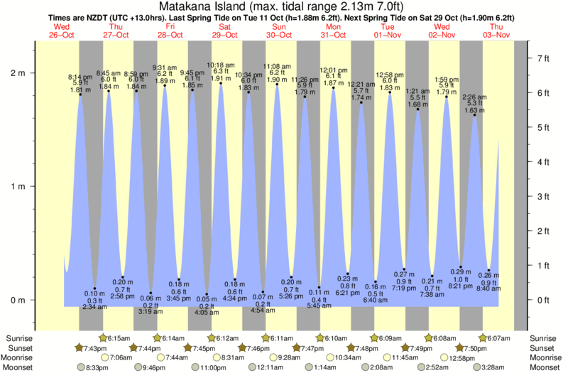 tide graph for Matakana Island surf break