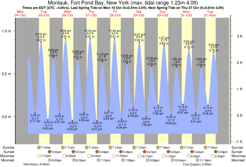 tide graph for Montauk, Fort Pond Bay, New York near Atlantic Terrace surf break