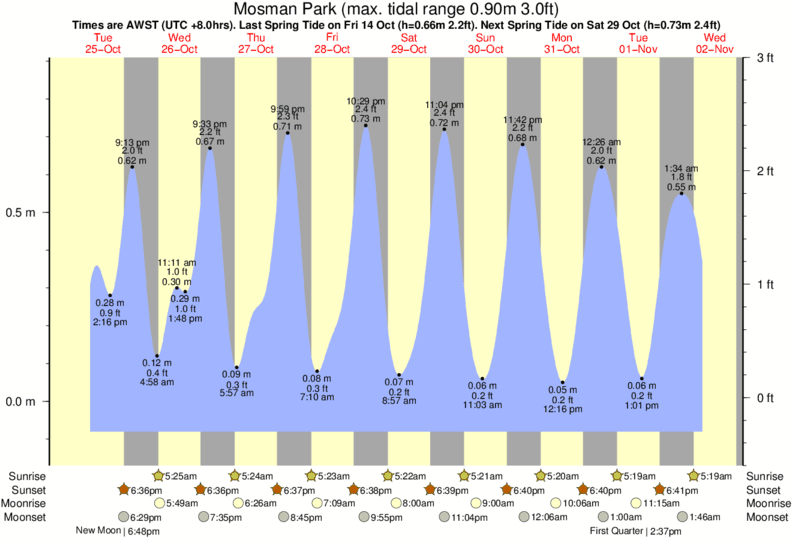 tide graph for Mosman Park near Artificial reef surf break