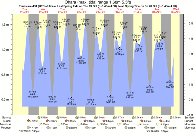 tide graph for Ohara near Izumi surf break